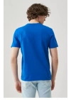 Unisex Düz Biskilet Yaka Oversize T-shirt - Mavi