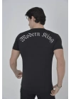 Unisex Göğüs File Aksesuarlı T-shirt - Siyah