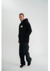 Unisex Kapşonlu Uzun Kol Patchli Nakışlı SweatShirt - Siyah