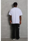 Unisex Oversize Düz Bisiklet Yaka T-Shirt - Beyaz