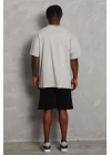 Unisex Oversize Düz Bisiklet Yaka T-Shirt - Gri