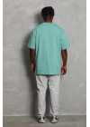 Unisex Oversize Düz Bisiklet Yaka T-Shirt - Mint Yeşili