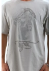 Unisex Oversize Taşlı Bisiklet Yaka T-Shirt - Gri