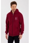 Unisex Tam Fermuarlı Kapşonlu Özel Tasarım SweatShirt - Bordo