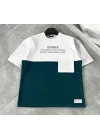 Unisex Torba Cep Detaylı  Parçalı T-Shirt - Lacivert