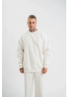 Uzun Kol Bisiklet Yaka Basic SweatShirt - Beyaz