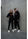 Yılbaşı Merry Christmas Baskılı Oversize Kapüşonlu Sweatshirt Hoodie - Siyah