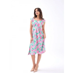 5370 ELBİSE-PEMBE GÜL DESEN