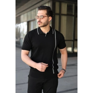 Erkek Çizgi Detaylı Yakalı Triko Tişört