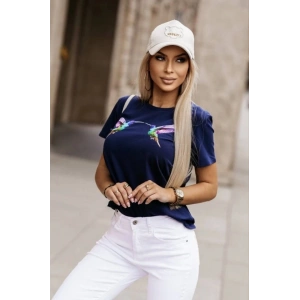 Kadın Kuş Desenli Süprem T-shirt