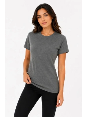 Basic Tişört Bisiklet Yaka Kısa Kol Günlük Yazlık Slim Fit T-Shirt - Antrasit
