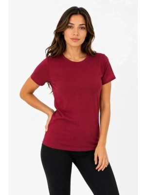 Basic Tişört Bisiklet Yaka Kısa Kol Günlük Yazlık Slim Fit T-Shirt - Bordo