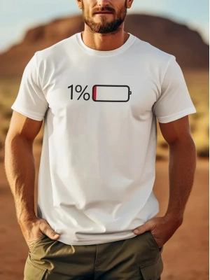 Baskılı Oversize Bisiklet Yaka T-shirt - Beyaz