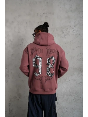 Erkek 98 Baskılı Kapşonlu Sweat - Gül Kurusu