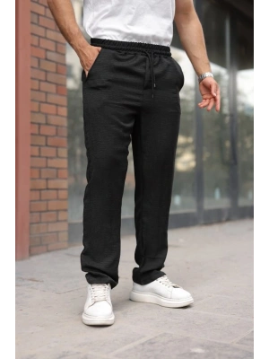 Erkek Beli Lastikli Pera Keten Pantolon