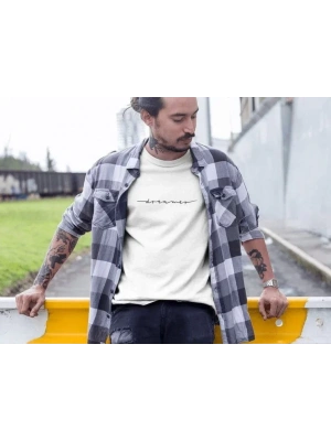 Erkek Bisiklet Yaka Baskılı Oversize T-Shirt - Beyaz