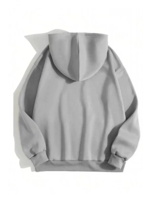 Erkek Düz Kapüşonlu Sweat - Boyalı Gri