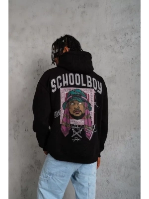 Erkek SCHOOL BOY Baskılı Kapüşonlu Sweat - Siyah