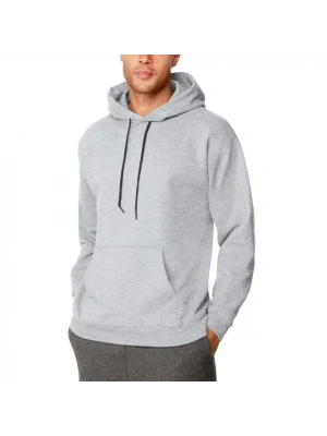 Erkek Uzun Kol Kapşonlu Basic Sweatshirt Hoodie - Gri