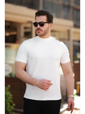 Erkek Yarım Balıkçı Yaka Kısa Kollu T-shirt