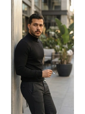 Erkek Yarım Balıkçı Yaka Pamuklu Triko