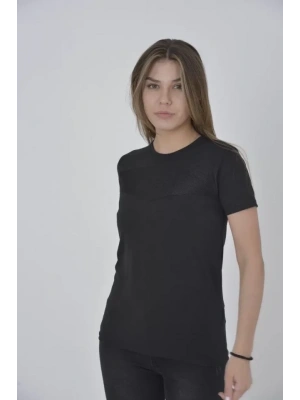Gögüs Fileli Slim Fit T-shirt - Siyah
