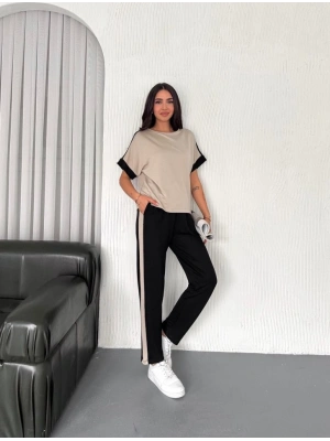 Kadın Modal Dokulu Kumaş Yanı şeritli Takım