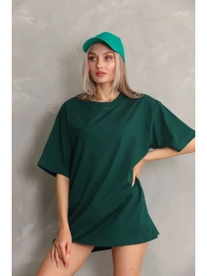 Regular Fit Tişört Bisiklet Yaka Yazlık Kısa Kol Basıc T-Shirt - Yeşil