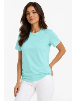 T-Shirt Bisiklet Yaka Slim Fit Likralı Tişört Günlük Basic Body - Turkuaz