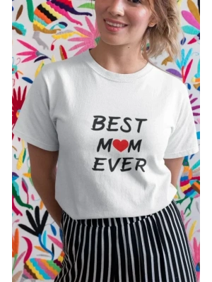 Unisex Bisiklet Yaka Baskılı Oversize T-Shirt - Beyaz