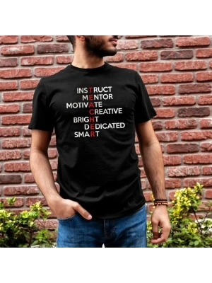 Unisex Bisiklet Yaka Baskılı Oversize T-Shirt - Siyah