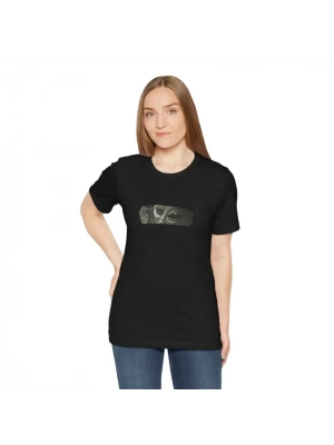 Unisex Bisiklet Yaka Baskılı T-Shirt - Siyah