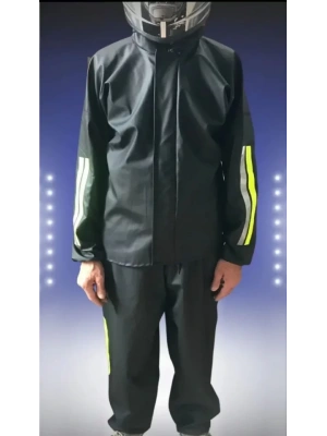 Unisex Tam Kalıp Motorcu Kurye Su Gecirmez Yağmurluk Takım - Siyah