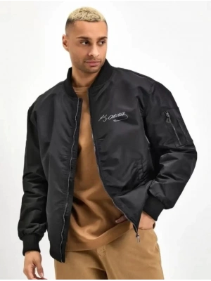 Unisex Uzun Kol Baskılı Bomber Ceket - Siyah