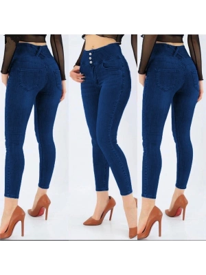 Yüksek Bel Likralı Jean Pantolon 90 Cm