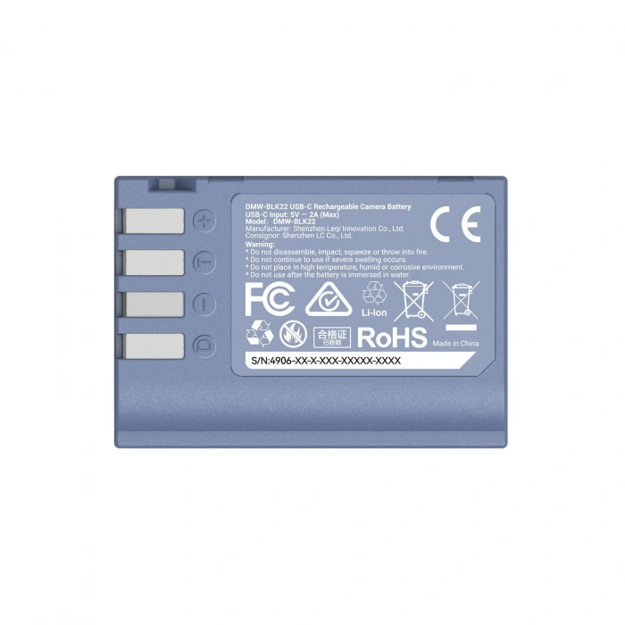 SmallRig 4906 DMW-BLK22 USB-C Şarj Edilebilir Kamera Pili