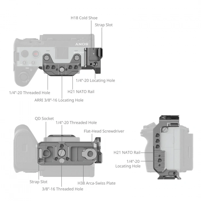 SmallRig 4772 Sony FX3 / FX3A / FX30 için  HawkLock Hızlı Çıkarma Yarım Kafesi