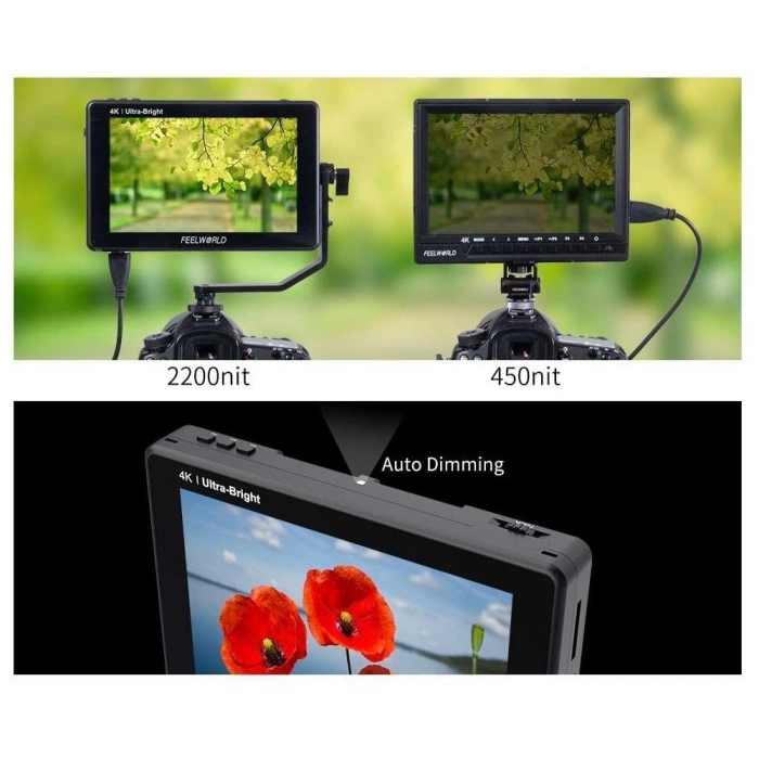 FEELWORLD LUT7 7 Inç 3D LUT Ultra Parlak 2200nit Dokunmatik Ekran Kamera  Alan Monitörü