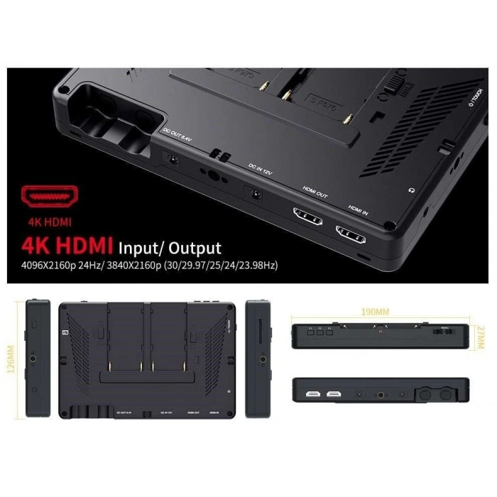 FEELWORLD LUT7 7 Inç 3D LUT Ultra Parlak 2200nit Dokunmatik Ekran Kamera  Alan Monitörü