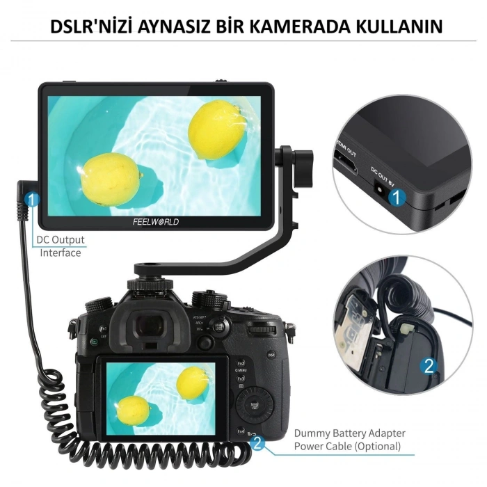 FEELWORLD F6 PLUS 6 inç  3D LUT Kamera  Alan Monitörü 1920x1080 HD 4K HDMI