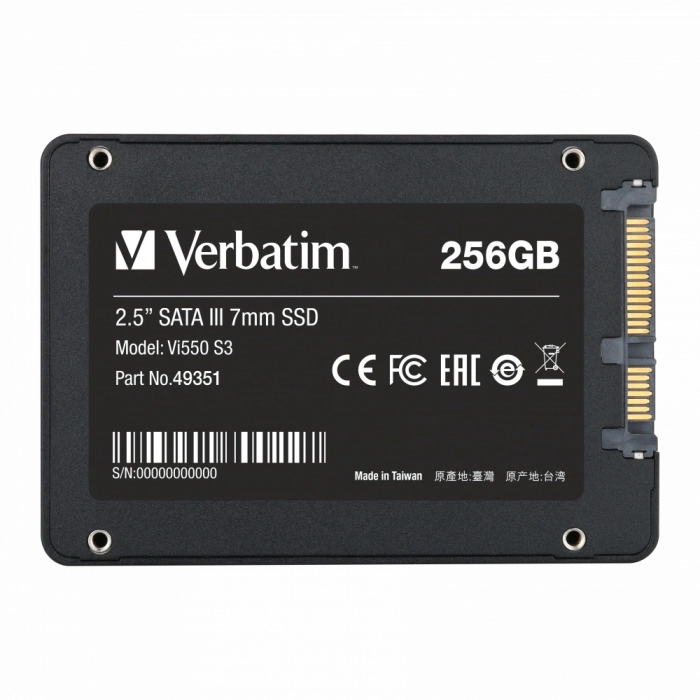 VERBATIM 49351 - 256GB VI550 S3 2.5 SATA SSD (Okuma 550MB/sn. - Yazma 460MB/sn.)