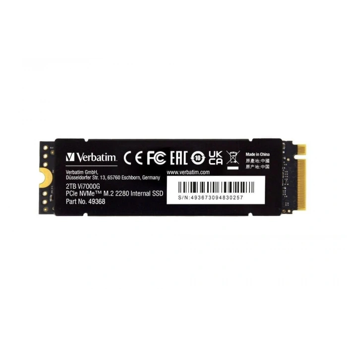 VERBATIM 49368 - 2TB VI7000G M.2 NVME PCIE GEN 4 SSD (Okuma 7400MB/sn. - Yazma 6700MB/sn.)