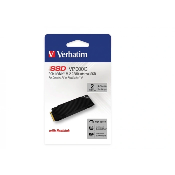 VERBATIM 49368 - 2TB VI7000G M.2 NVME PCIE GEN 4 SSD (Okuma 7400MB/sn. - Yazma 6700MB/sn.)