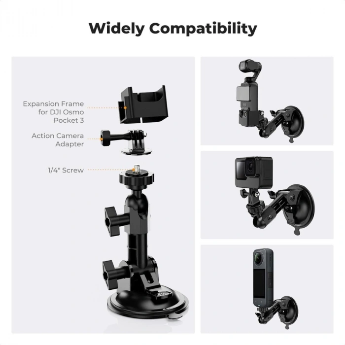 K&F Concept KF31.165 DJI Osmo Pocket 3/4  GoPro Hero 13/12/11/10/9  DJI Osmo Action 3/4/5 /6 Insta360 X5/X4 Vantuz