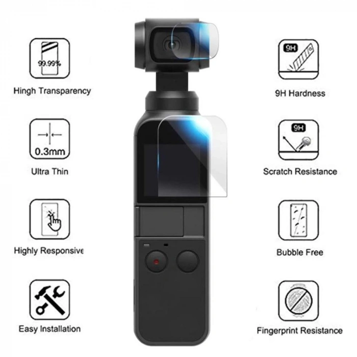 Dji Osmo Pocket Ekran ve Lens Koruyucu Jelatin