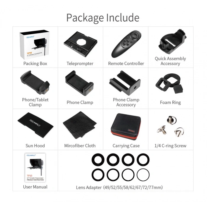 FEELWORLD TP10 Taşınabilir 10 İnç Katlanır Teleprompter