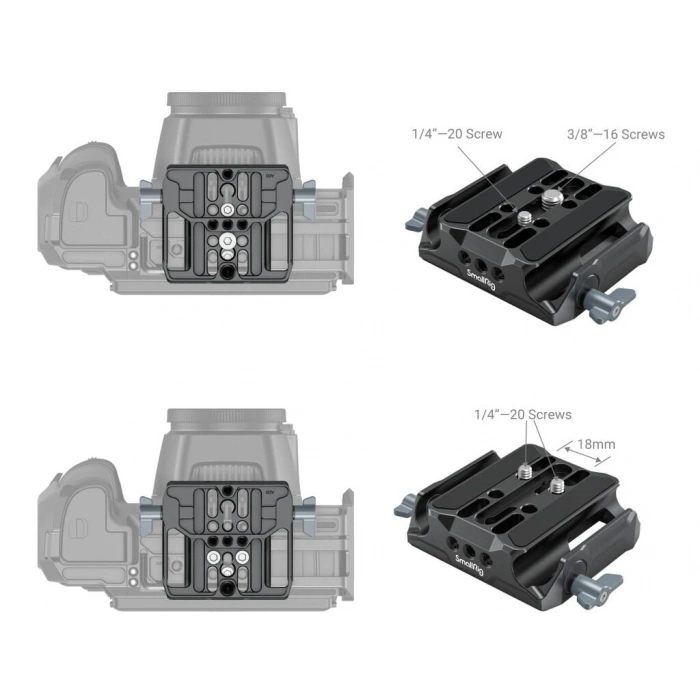 SmallRig 3357 Çift 15mm Çubuk Kelepçeli Evrensel Taban Plakası Baseplate