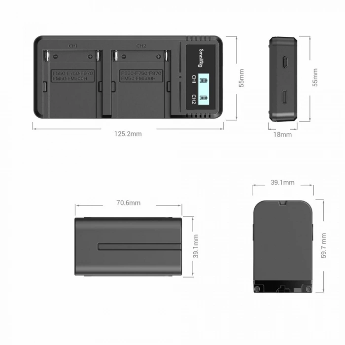 SmallRig 4086 NP-F970 Çiffli Şarj Cihazı