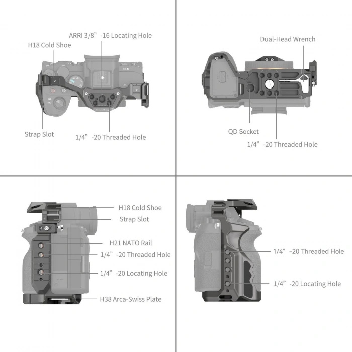 SmallRig 4538 Sony  7R V / 7 IV / 7S III  için  HawkLock Hızlı Çıkarma Kafes Kiti