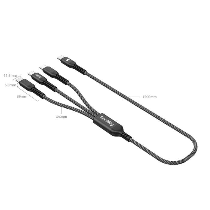 SmallRig 5079 3ü 1 arada USB-C Güç Kablosu (120cm)